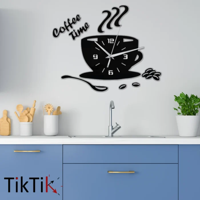 Coffee Time Cup Wooden Clock