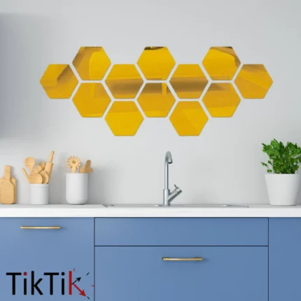 Stylish Acrylic Golden Hexagon Wall Decor