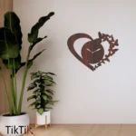 Heart Shape Wooden Wall Clock